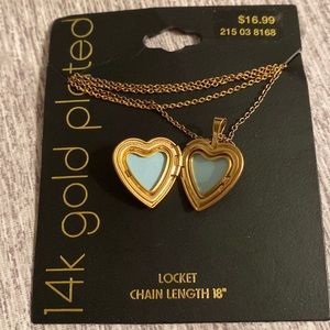 14k gold-plated heart locket necklace